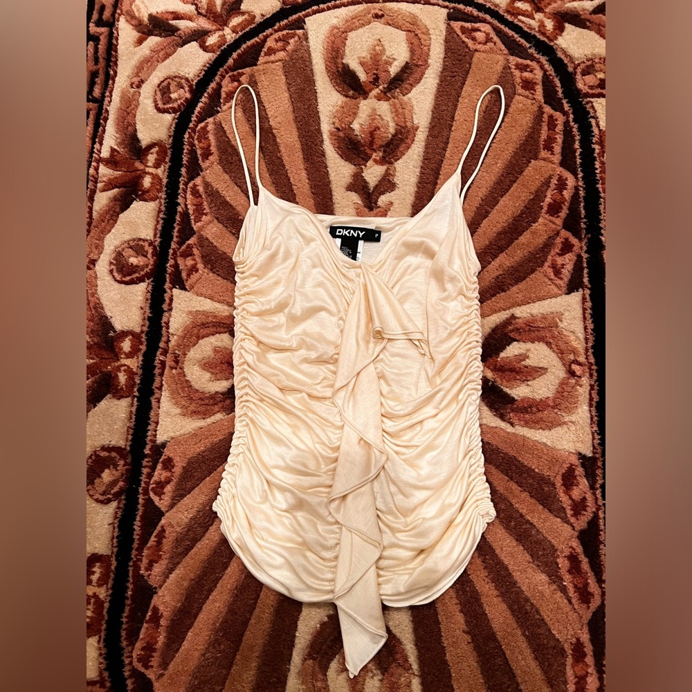 DKNY Ivory Ruffle Tank Top - Picture 2 of 4